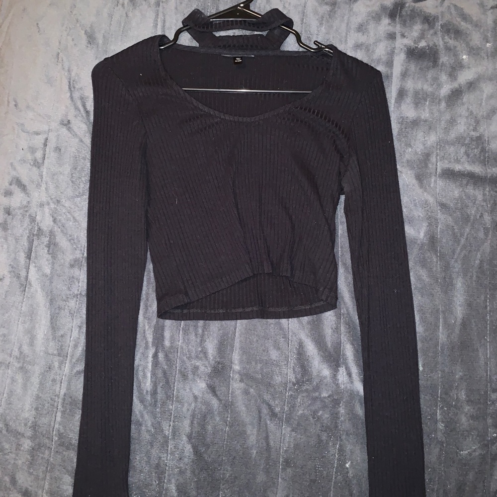 Top Shop black crop top with choker